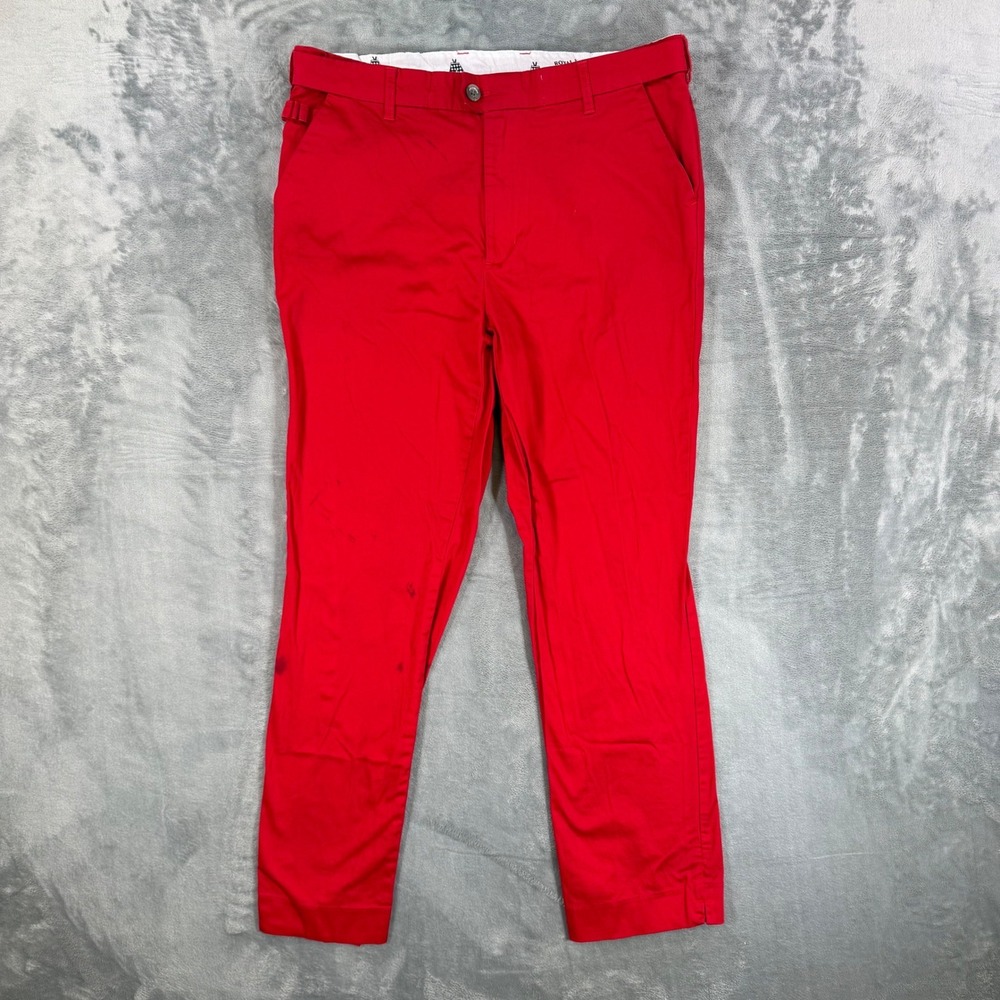 Royal & Awesome Golf Chinos Pants Men's Size 34x30 Red Stretch *Check Marks*